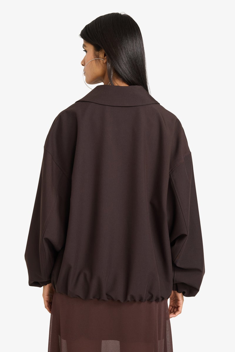 DeFacto Brown Woman Zip-Up Taffeta Jacket Casual - Image 5